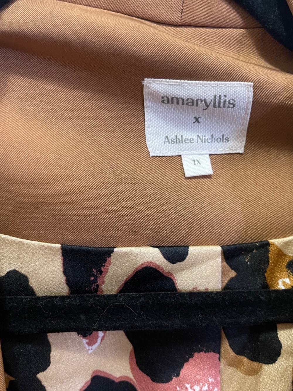 Amaryllis cognac and animal print 80s style trench coat women 1X - Picture 6 of 6